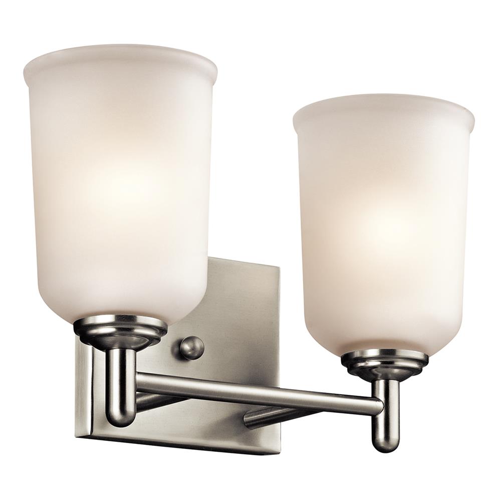 Kichler 45573NI Shailene 12.5" 2 Light Vanity Light with Satin Etched Glass in Brushed Nickel